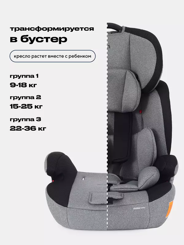 Автокресло Mowbaby Runner 1/2/3 (9-36 кг) Graphite